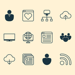 connection icons set collection of user team vector image