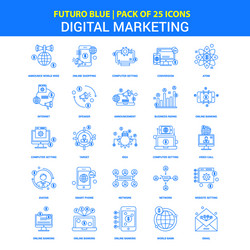 Digital marketing icons - futuro blue 25 icon pack vector