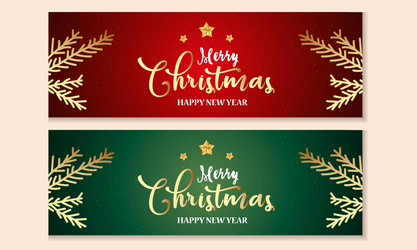 Merry christmas horizontal banners set Royalty Free Vector