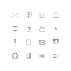 office simple linear icons set outlined vector image