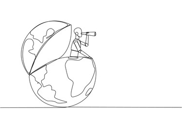 single continuous line drawing smart robot vector image