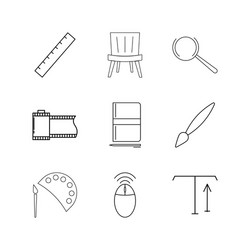 design elements linear icon set simple outline vector image