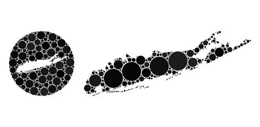 Hole and usual collage long island map of circles vector