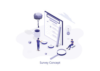 online survey concept with characters can use vector image