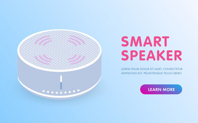 Smart speaker voice control iot virtual assistant vector