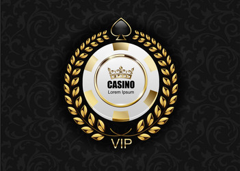 Vip poker luxury white and golden chip casino vector