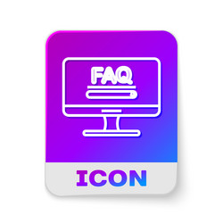white line computer monitor with text faq vector image