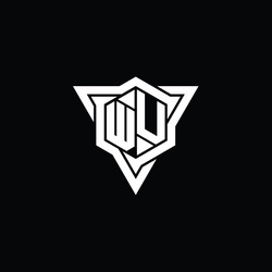 wu logo monogram hexagon shape with triangle vector image