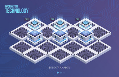 Concept of big data processing isometric vector