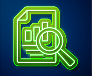 glowing neon line document with graph chart icon vector image