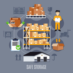 Warehouse flat horizontal banners Royalty Free Vector Image