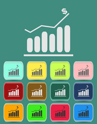 Graph icon with color variations vector