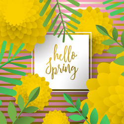 hello spring greeting card with nature decoration vector