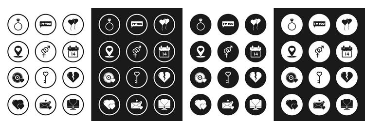 set balloons in form of heart gender map pointer vector image