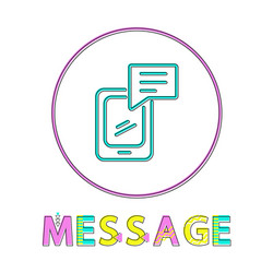 message round linear icon with modern samrtphone vector