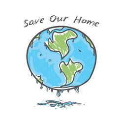 save our home earth global warming melting vector