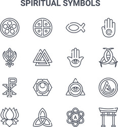 Set 16 spiritual symbols concept line icons vector