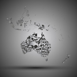 australia map in the form of skulls background vector