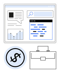 data dashboard with graph coding window dollar vector image