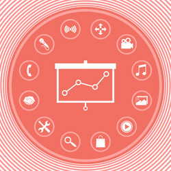 projector screen with graph graphic elements vector image