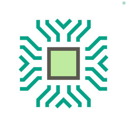 computer chip processor and technology icon set vector image