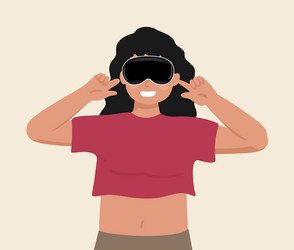 girl with spatial computing device vector image