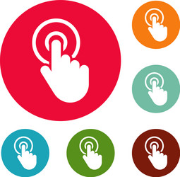 hand cursor click icons circle set vector image