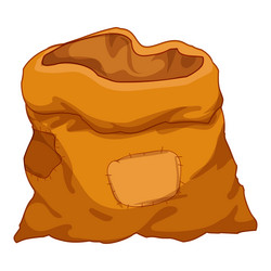 old empty open brown sack with patches lying vector image