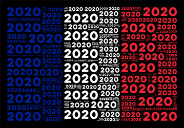 French flag pattern of 2020 year texts vector