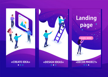 isometric development and creation of a website vector image