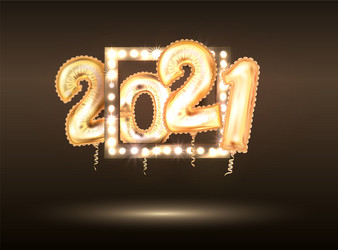 new year golden balloon metallic numbers vector