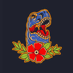 Hand drawn of dinosaur traditional tattoo vector