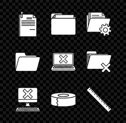 set file document and paper clip folder vector image