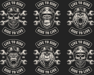 Vintage Biker Emblem Set Vector Image