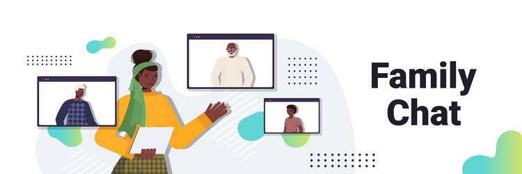 African american woman having virtual meeting vector