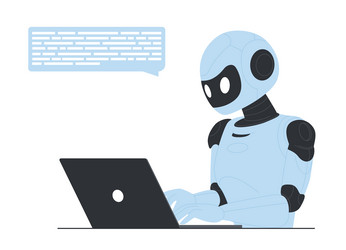 ai robot working on laptop vector image