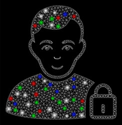 bright mesh network user lock with flash spots vector image