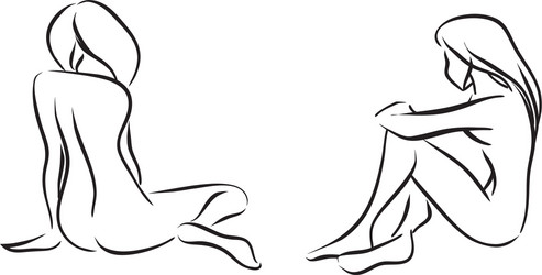 Graceful Nude Silhouettes - Spa Scene Vector Image