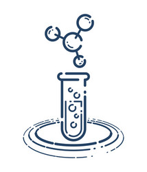 test tube and molecule connection simple linear vector image