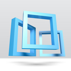 Three blue rectangular 3d frames vector