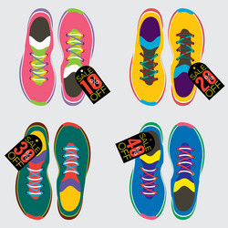 Colorful Running Shoes - Top View Vector Image