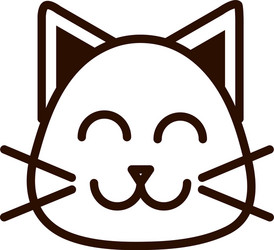 Cute face cat animal cartoon icon thick line vector