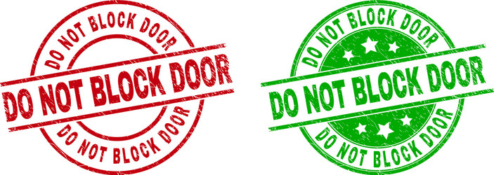 Do not block door round badges with grunge texture vector