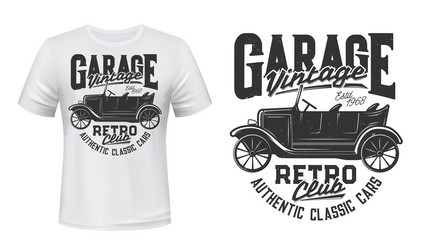 retro automobiles club t-shirt print mockup Vector Image