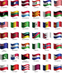 set of buttons with flags vector