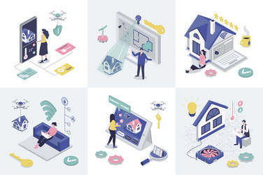 smart home 3d isometry concept for web design vector image