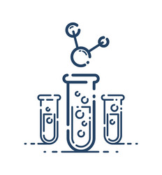 test tube and molecule connection simple linear vector image
