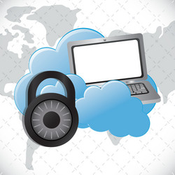 Cloud computing padlock web hosting design vector