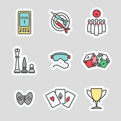 Colorful game stickers vector