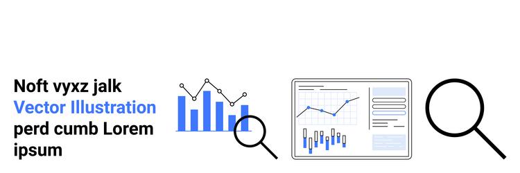 data analysis concept with graphs magnifying vector image